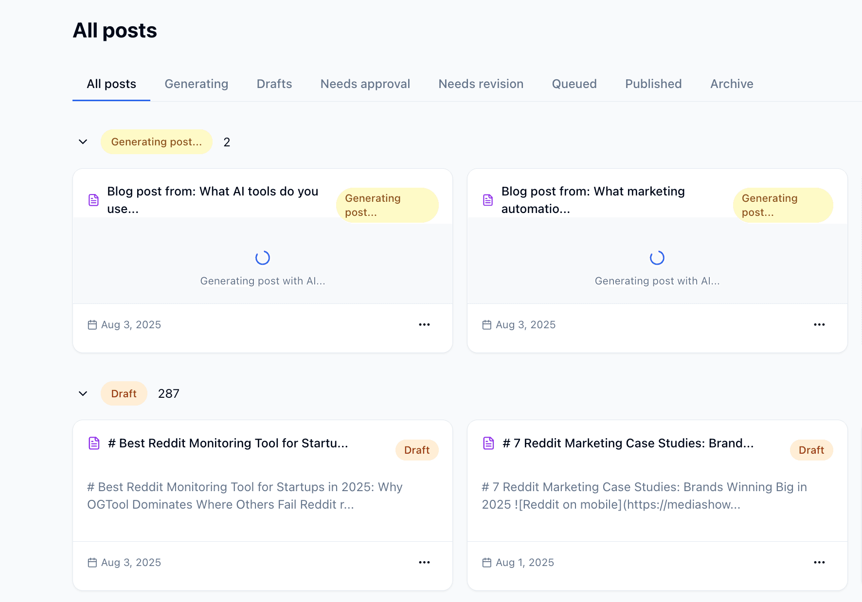 Generating Blogs in OGTool Dashboard